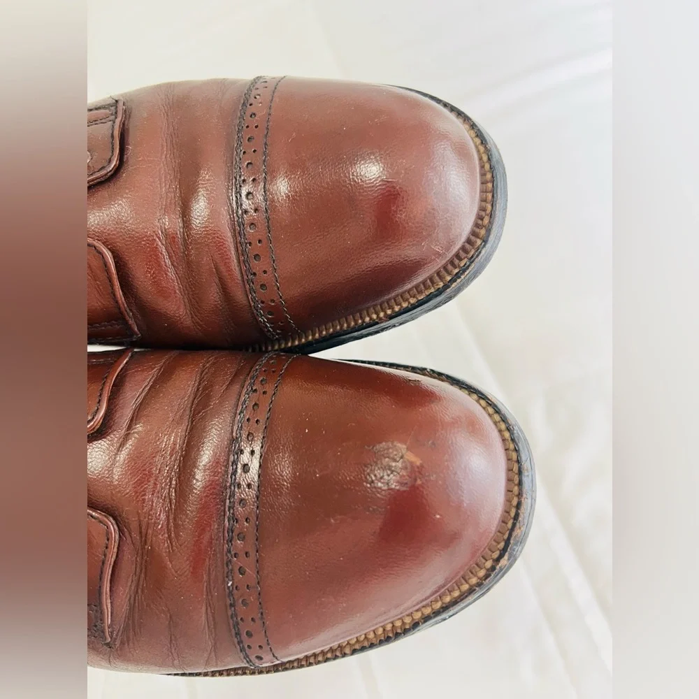 Stacy Adams Mens Classic Leather Dress Cognac Cap-‎ Toe Shoes Size 8 1/2